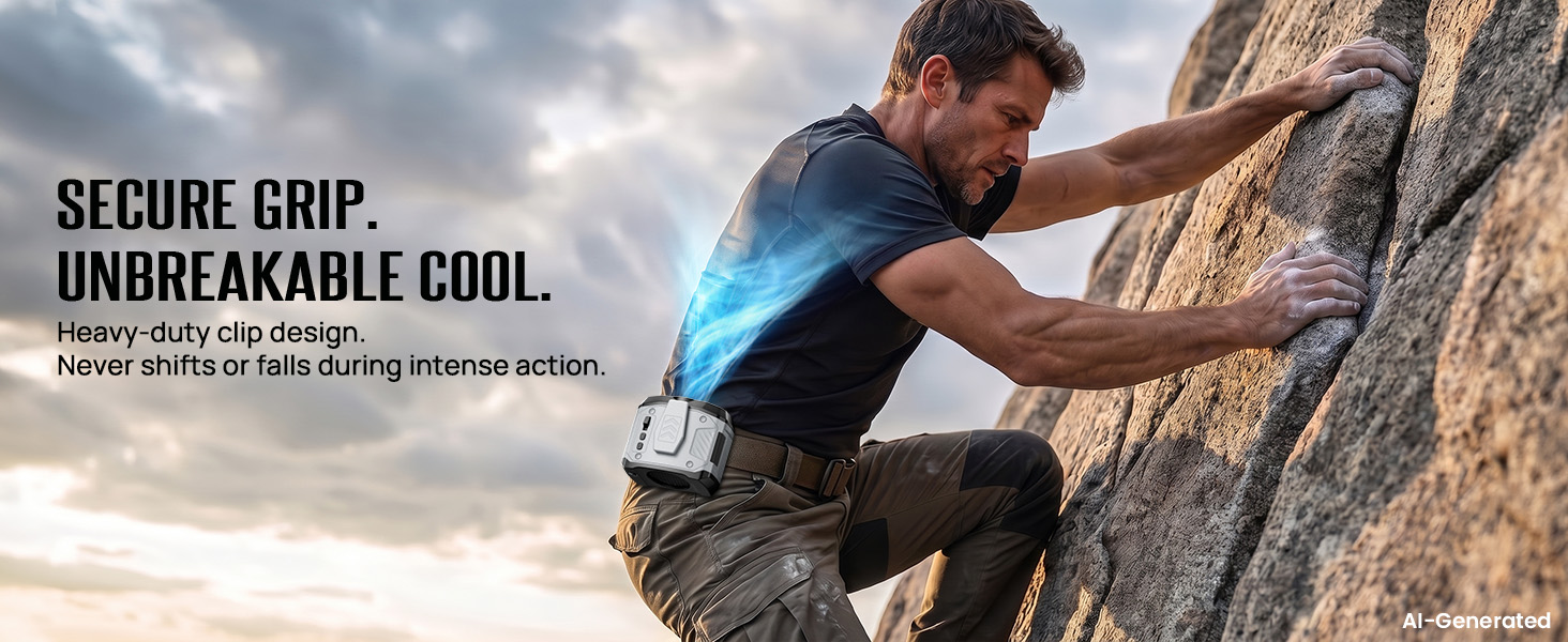 Heavy-duty clip helps the clip on waist fan stay secure during movement and outdoor work