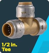 SharkBite Max 1/2 Inch Tee, Push to Connect Brass Plumbing Fitting, PEX Pipe, Copper, CPVC, PE-RT...