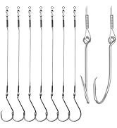 Vipfish Fishing Hook Rigs 25/50 Pack - Circle Hook 1/0-10/0 with Stainless Steel Leader, Crane Sw...