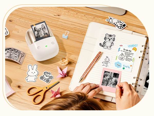 300DPI Sticker Printer for Photo Sticker, DIY Crafts, Study Notes, Gift, Journal Labeling