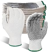 GSAFEME Safety Work Gloves 12 Pairs Cotton with Anti-Slip Grip Dots for Construction,Warehouse Li...