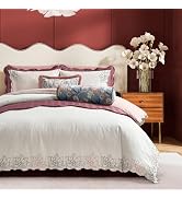 Ted Baker Magnolia Floral Duvet Cover Set Full/Queen - 3 Piece - Embroidered Cotton, White