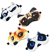 GRPSKCOS Kids Sleep Mask, 4 Pack Cute Animal Cat Dog Funny Sleep Eye Mask for Sleeping Soft Plush...