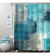 Mitovilla Teal Grey Ombre Shower Curtain Set, Blue Green Shower Curtain Liner, Turquoise Fabric S...