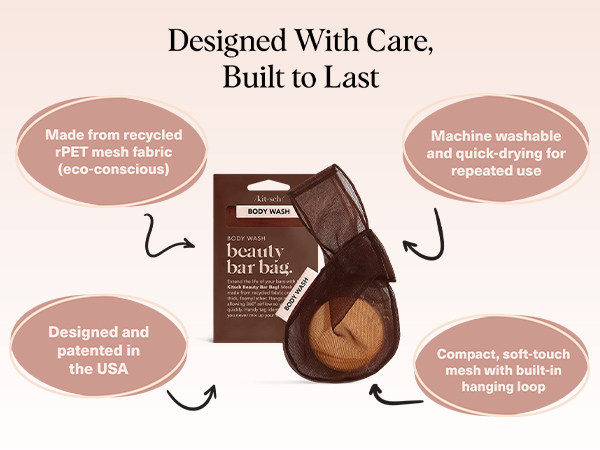 Kitsch Bar Soap Saver Bag – Recycled Mesh Beauty Bar Pouch for Body Wash