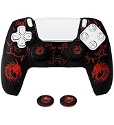HLRAO PS5 Controller Silicone Cover with Laser-Engraved Dragon Design - Non-Slip Grip Skin + 2 Dr...
