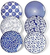 Selamica Ceramic Dessert Plates Set of 6, 6 Inch Appetizer Plates for Kitchen, Microwave &amp; Dishwa...