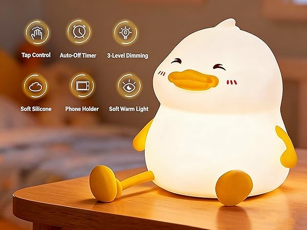 30-Minute Smart Sleep Timer for Duck Silicone Baby Nursery Night