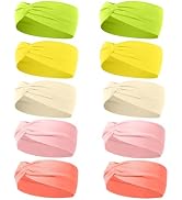 Zilotusnte 10 Pcs Wide Absorbent Sport Headbands for Women, Non-slip, Stretchy, Soft Cotton Twist...