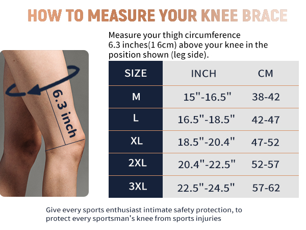 KNEE BRACE SIZE CHART