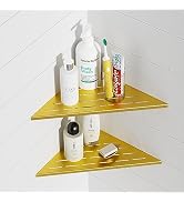 Neodrain 12 Inch Golden Corner Wall Shelf,Set of 2, Floating Corner Shelves for Wall, 304 Stainle...