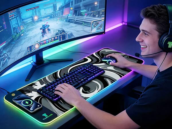 TARKARI Magnetic Wireless Charging RGB Mouse Pad