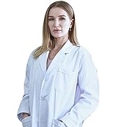 GOLD TEXTILES Professional Lab Coat for Women &amp; Men, White Unisex Labcoat, Cotton Blend Medical D...