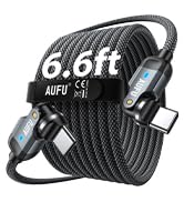 AUFU PD 60W USB C to USB C Cable 6.6ft(1Pack), Double 180° +360°Rotation/C to C Fast Charging/Typ...