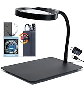 OukaiPDok Magnifying Glass with Light and Stand 10x Magnifying Flexible Gooseneck LED Desk Lamp H...