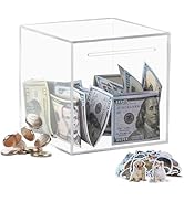 Totola Clear and Unopenable Piggy Bank, Transparent Money Box for Cash Savings, Must-Break-to-Ope...