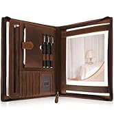 Jack&amp;Chris Leather Portfolio with Zipper for Men Women, Leather Padfolio Organizer Business Resum...
