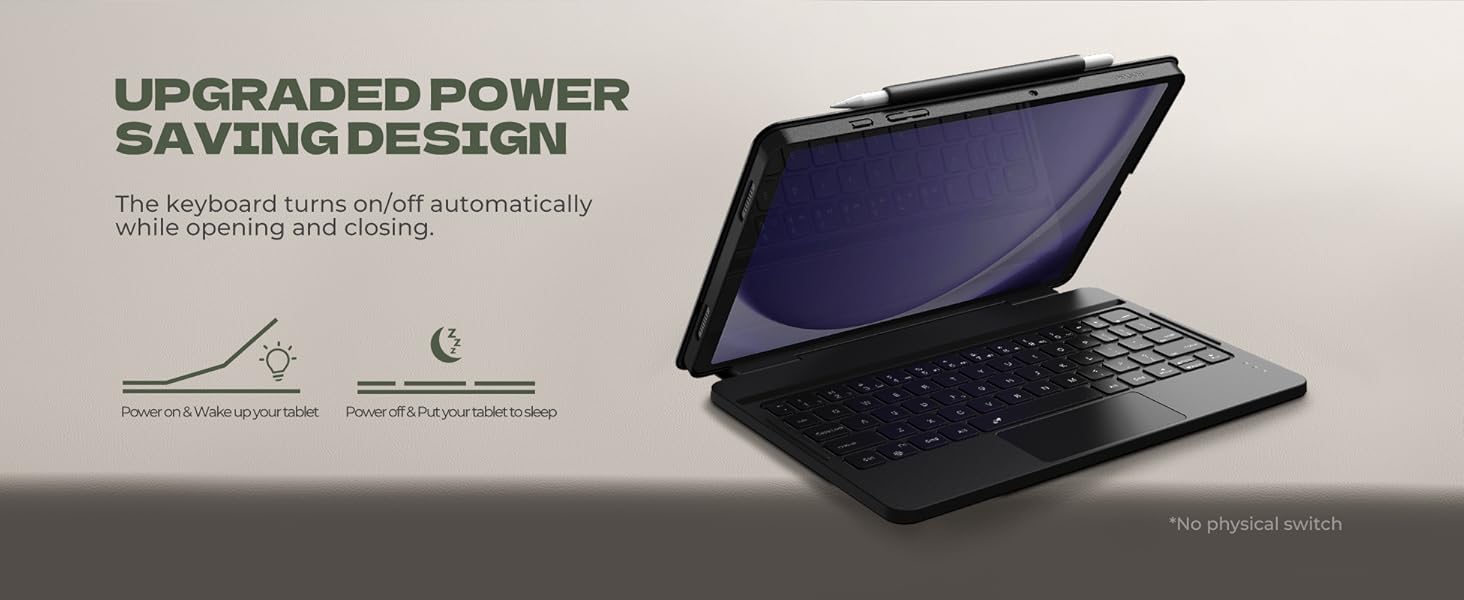 Dexnor for Samsung Galaxy Tab A9+ Plus Keyboard Case Ultra-light Magnetic Folio Keyboard Cover