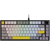 AJAZZ AK820 75% Wired RGB Gasket Mechanical Keyboard with Volume Knob, Compact 82 Keys Hot-Swap K...