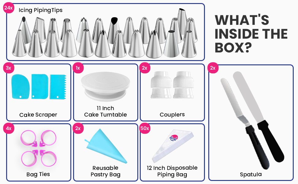 cake decorating supplies, baking set, baking supplies, cake decorating kit, cake decorating tools