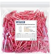 Heat Shrink Butt Wire Connectors, 200 Pcs Red 22-16 AWG Insulated Waterproof Electrical Wire Conn...