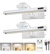 Magnetic Cordless Picture Light with Remote/Touch Control &amp; Timer, 3CCT Dimmable, Angle Adjustabl...