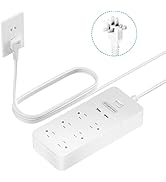 2 Prong Power Strip with 10ft Extension Cord, NTONPOWER Flat Plug Surge Protector with 6 Outlets ...