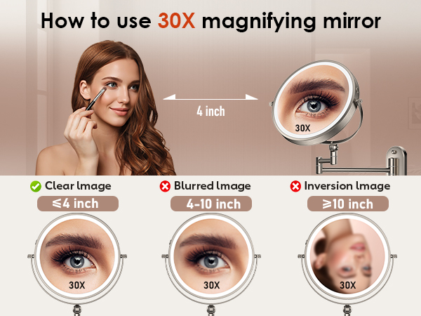 Wall Mounted Lighted Makeup Mirror Magnifying Mirror with Light