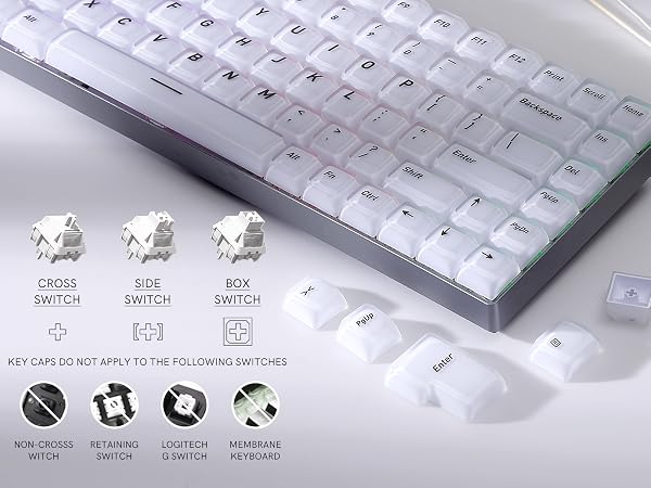 Jelly Keycaps White, Keycap Set CSA Profile, Frosting Custom Keycaps for Mechanical Keyboards