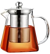 PARACITY Glass Teapot Stovetop 18.6 OZ with, Borosilicate Clear Tea Kettle with Removable 18/8 St...