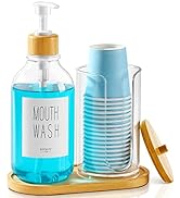 VITVITI Mouthwash Dispenser for Bathroom, Mouth Wash Pump Bottle with Paper Cup Holder, 17Oz Refi...