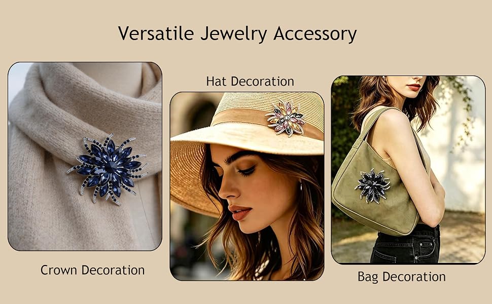 Sparkling Grystal Hower Broch Pin for Women