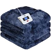 SEALY Electric Blanket Full Size, Heated Blanket Faux Fur &amp; Flannel with 10 Heating Levels &amp; 1-12...