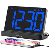 NOKLEAD Digital Alarm Clock for Bedroom: Large 6.5-inch LED Display, Stepless Brightness, 9-Mins ...