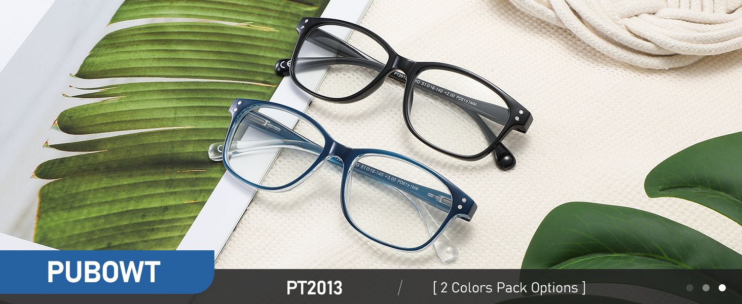 PUBOWT 2-Pack Progressive Multifocus Reading Glasses for Men Women Blue Light Readers