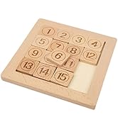 Toddmomy Brain Teasers Toy Wooden Number Slide Puzzle 15 Number Puzzle Slide Game Brain Teaser Sl...