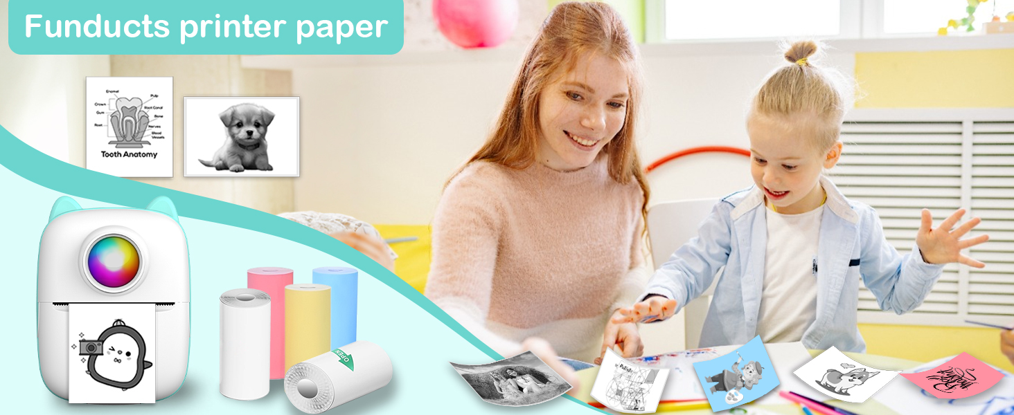 10 Rolls Sticker Paper, Self-Adhesive Thermal HD Photo Paper, Mini Pocket Printer Sticker Paper