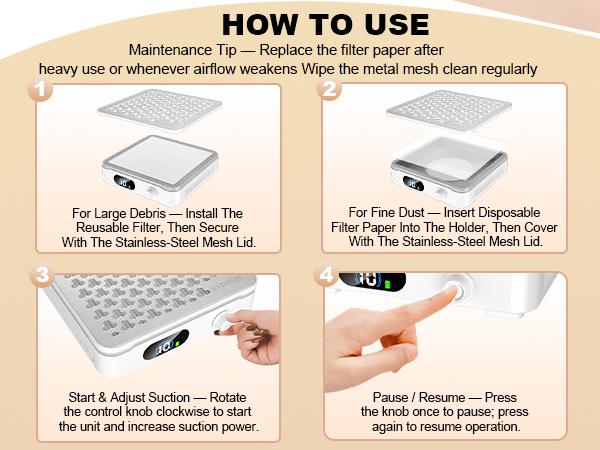 rechargeable nail dust collector