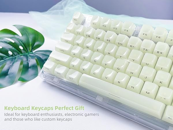 Womier Keyboard Keycaps Jelly - Ceramic Keycaps Style, Clear Creamy Green Key Cap