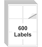 [100 Sheets 600 Labels] Shipping Labels 3 1/3"x4" Printable White 6 up Labels for Laser/Inkjet Pr...
