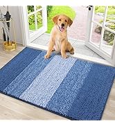 smiry Dog Door Mat for Muddy Paws, Absorbs Moisture and Dirt, Low-Profile Entryway Mat with Non-S...