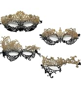 TFTSR Masquerade Masks for Women Couples,Men Mardi Gras Mask,Girls Black Gold Lace Eyes Costume,A...
