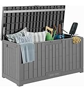 EAST OAK Outdoor Storage Box, 90 Gallon Deck Box, Waterproof Resin Storage Bin for Patio Cushions...