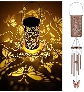 YHmall Butterfly Wind Chimes for Outside, 35'' Solar Wind Chimes Butterfly Gifts for Women Grandm...