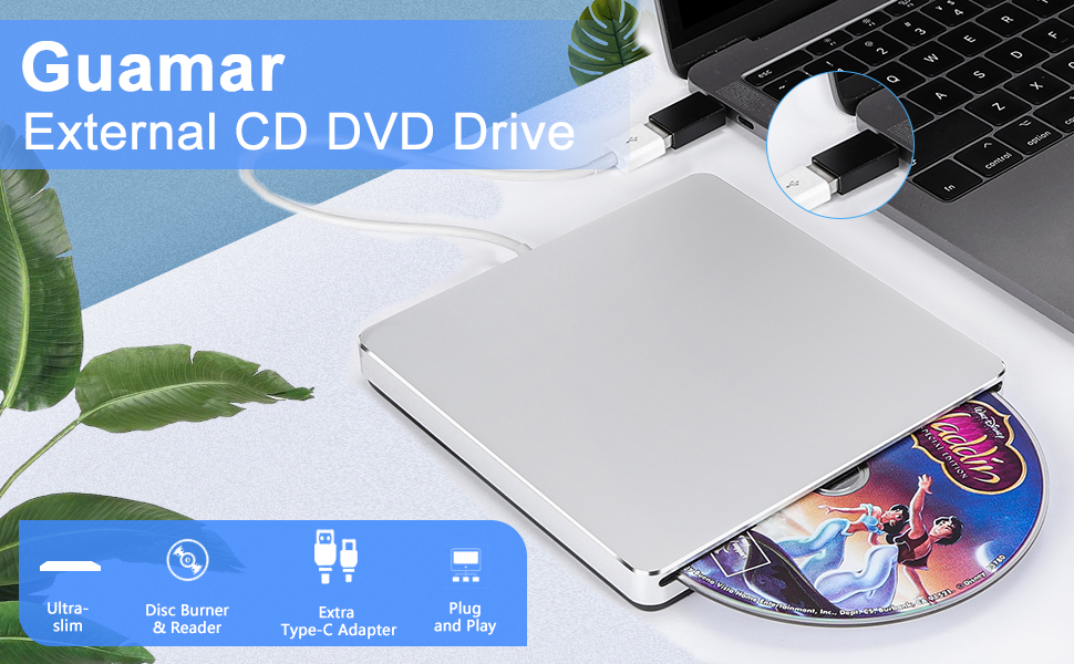 external cd/dvd drive for laptop portable cd dvd player burner pc optical disk drive reader writer