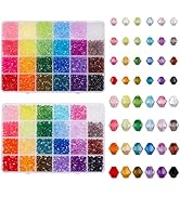 PH PandaHall 8400pcs Crystal Beads for Jewelry Making 24 Colors 4mm 6mm Transparent Faceted Acryl...