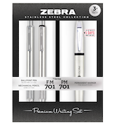 Zebra Pen PM-701 Permanent Marker, F-701 and M-701 Retractable Ballpoint Pen/Pencil Gift Set