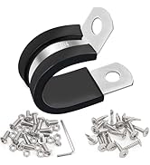 Taiss 50PCS 3/8 Inch Cable Clamps,With Two Kinds Of Screws,304 Stainless Steel Rubber Cushion Ins...