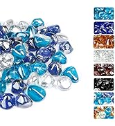 GRISUN Fire Glass Diamonds for Fire Pit, 1 Inch High Luster Reflective Tempered Glass Rocks for N...