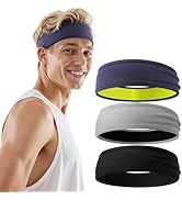 Braylin Men's Headband, 3-Pack Men's Sweatband, Sports Headband for Running, Cycling, Basketball,...